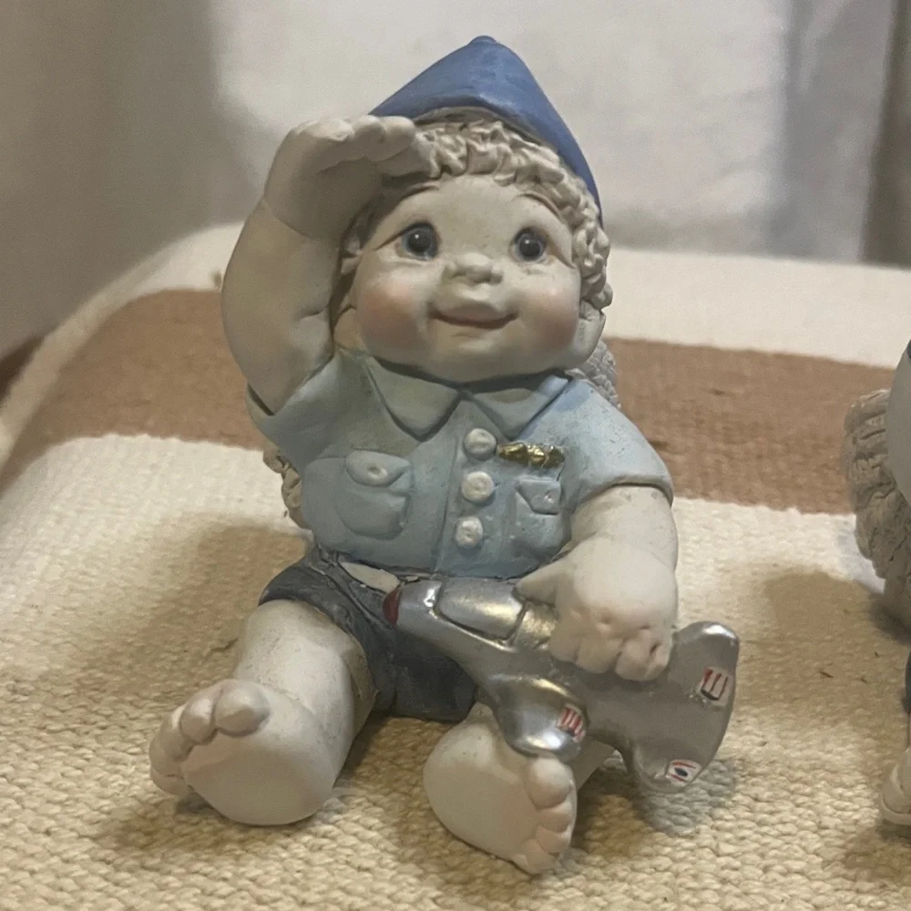 Whimsical Gnome Shelf Decor - Blue and Cream